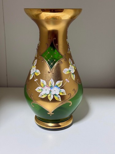 Bohemian glas vase grün - glas,