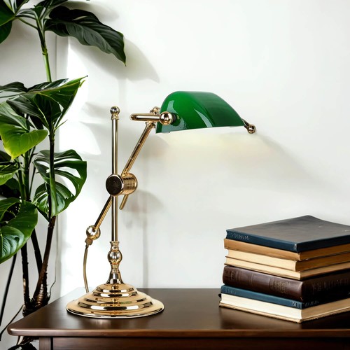 Bankerlampe messing glas - bankerlampe,