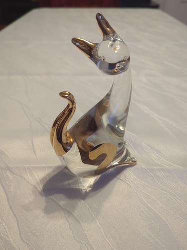Katze bleikristall glasfigur - katze,